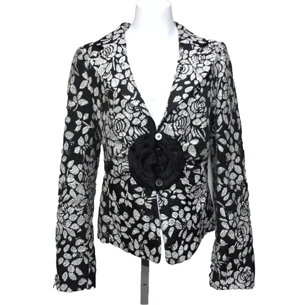 Armani Women’s Jacket Blazer 10 Made In Italy Rosette Button Closure Wool Blemd